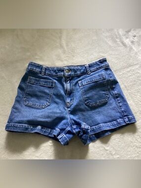 J. Crew Dark Blue High-Waist Denim Shorts